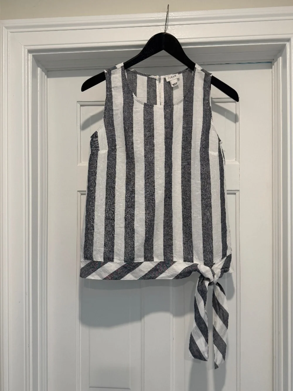 Grey and White Linen Top